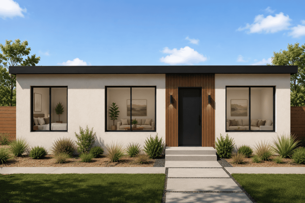 Modern ADU with landscaped front yard
