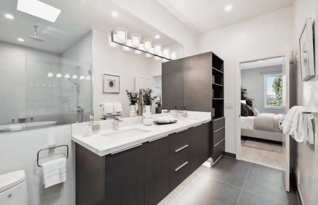 Modern bathroom with sleek design.